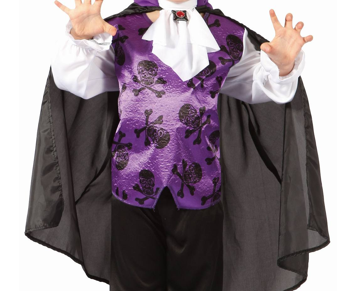 Role play-set for child Purple Vampire (shirt with vest, cape, jabot), size 92/104 cm